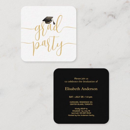 ミニ卒業パーティー招待状クラス2025 エンクロージャーカード (正面/裏面)