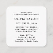 ミニ卒業パーティー招待状白黒カード エンクロージャーカード (裏面)