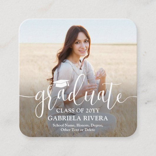 ミニ卒業写真の発表またはパーティー招待状 エンクロージャーカード (正面)