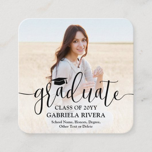 ミニ卒業写真の発表または招待状 エンクロージャーカード (正面)