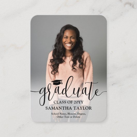 ミニ卒業発表またはパーティの招待状 エンクロージャーカード (正面)