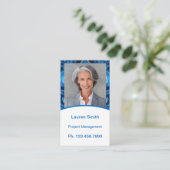 ミニ履歴書カード |ネットワークカードモダン青 コーリングカード (スタンド正面)