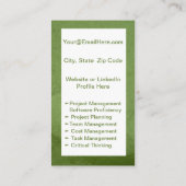 ミニ履歴書カード |ネットワークカード緑 コーリングカード (裏面)