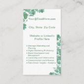 ミニ履歴書カード |ネットワークカード緑 コーリングカード (裏面)