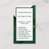 ミニ履歴書カード |ネットワークカード(濃い緑) 名刺 (裏面)