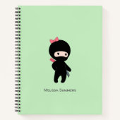 ミニ忍者ガール名前をカスタムするオングリーン ノートブック (正面)