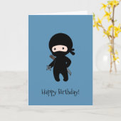 ミニ忍者ホールディングスイングスターブルー誕生日 カード (黄色い花)