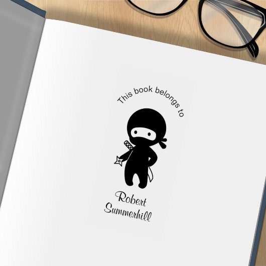 ミニ忍者ホールディングスイングスター蔵書票 ラバースタンプ