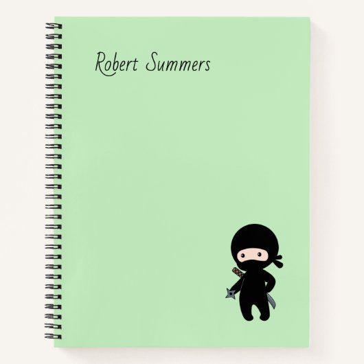 ミニ忍者名前をカスタムするオングリーン ノートブック (正面)
