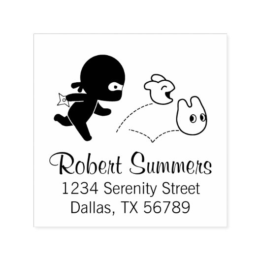 ミニ忍者狩りダストバンニーズ住所 セルフインキングスタンプ (デザイン)