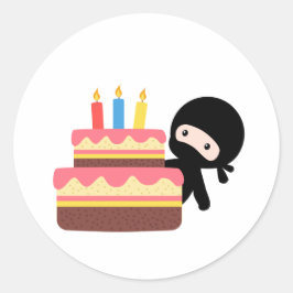 ミニ忍者背後お誕生日ケーキ ラウンドシール