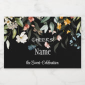 ミニ応援エレガント水彩フローラ任意の大事な行事 リキュールボトルラベル (シングルラベル)