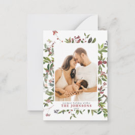 ミニ暖かい冬のベリーメリークリスマスフォト ノートカード