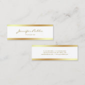 ミニ書エレガント跡スクリプト金ゴールドクリーンデザイン スキニー名刺 (正面/裏面)