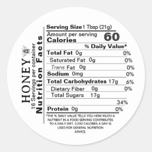 ミニ白い栄養事実ヴィンテージ蜂ハニーラベル ラウンドシール