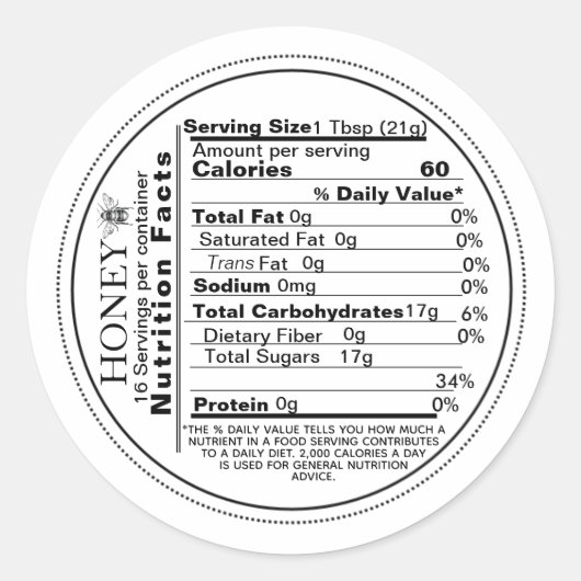 ミニ白い栄養事実ヴィンテージ蜂ハニーラベル ラウンドシール (正面)