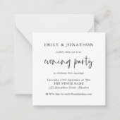 ミニ白黒結婚夕べパーティー招待状 ノートカード (正面)