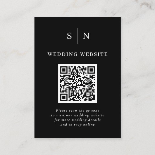 ミニ的なチャーム | 黒のQRコード ウェディング エンクロージャーカード (正面)