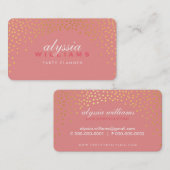 ミニ素朴紙吹雪かわいい金ゴールドホイルスタイリッシュサンゴ 名刺 (正面/裏面)