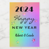 ミニ編集年グラデーションレインボーハッピーNY 10，ミニ ワインラベル (シングルラベル)