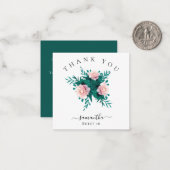 ミニ花模様エメラルドピンクありがとう甘い16 ノートカード (正面/裏面インサイチュ)