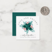 ミニ花模様エメラルドピンクサンキュー結婚ズ ノートカード (正面/裏面インサイチュ)
