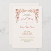 ミニ花模様バプテスマ招待状 招待状 (正面/裏面)