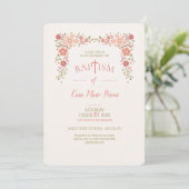 ミニ花模様バプテスマ招待状 招待状 (スタンド正面)