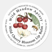 ミニ蜜蝋リップクリーム容器蓋ラベルさくらんぼ ラウンドシール (正面)