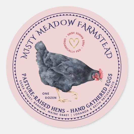 ミニ製品ラベルオーガニック卵とハート ラウンドシール (正面)