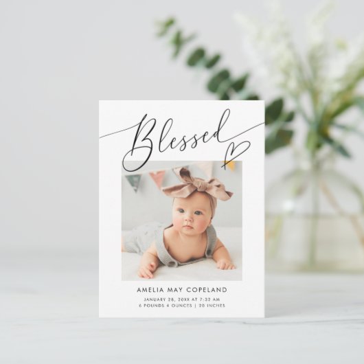 ミニ賛美マリストハートベビー写真誕生 案内ポストカード (スタンド正面)