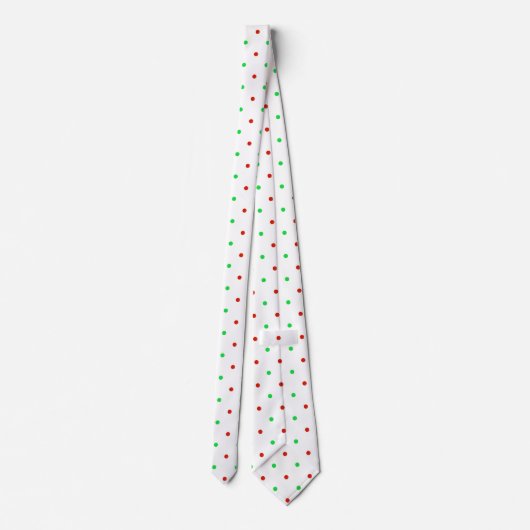 ミニ赤と緑の水カラー水玉模様 ネクタイ (裏面)