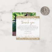 ミニ金ゴールドグリッターフォトキンセニェラありがとう ノートカード (正面/裏面インサイチュ)