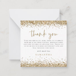 ミニ金ゴールドグリッターフォトSweet sixteenありがとう ノートカード