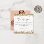 ミニ金ゴールドグリッターフォトSweet sixteenありがとう ノートカード (正面/裏面インサイチュ)