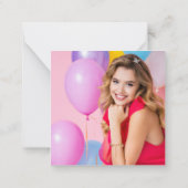 ミニ金ゴールドグリッター写真21stブラックありがとう ノートカード (裏面)