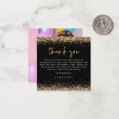 ミニ金ゴールドグリッター写真21stブラックありがとう ノートカード (正面/裏面インサイチュ)