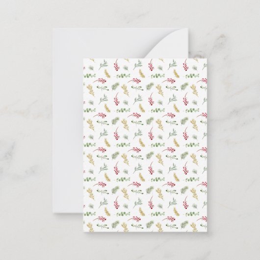 ミニ金ゴールド冬の緑メリークリスマスフォト ノートカード (裏面)