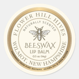 ミニ養蜂蜜ビーリップバームまたはキャンドルラベル ラウンドシール