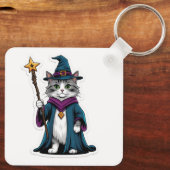 ミニ魔法使い猫のキーチェーン 魔法の杖を持つ キーホルダー (裏面)