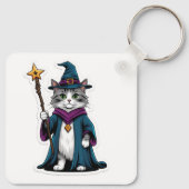 ミニ魔法使い猫のキーチェーン 魔法の杖を持つ キーホルダー (裏面)