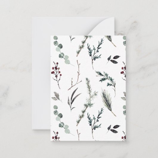 ミニ黒冬植物写真楽しいクリスマス ノートカード (裏面)