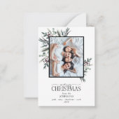 ミニ黒冬植物写真楽しいクリスマス ノートカード (正面)