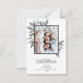 ミニ黒冬植物写真楽しいクリスマス ノートカード