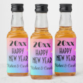 ミニ、グラディエント虹ハッピーニューイヤー(10) リキュールボトルラベル (ボトル)