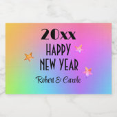 ミニ、グラディエント虹ハッピーニューイヤー(10) リキュールボトルラベル (シングルラベル)