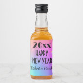 ミニ、グラディエント虹ハッピーニューイヤー(10) リキュールボトルラベル (正面)
