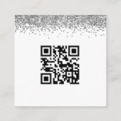 ミニ グラム シルバー グリッター QR コード ウェディング RSVP エンクロージャーカード (裏面)