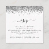 ミニ グラム シルバー グリッター QR コード ウェディング RSVP エンクロージャーカード (正面)