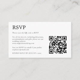 ミニ シンプル 黒白 QR コード RSVP エンクロージャーカード